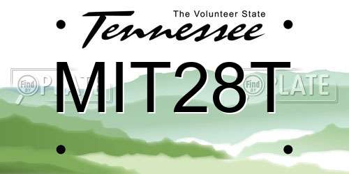 MIT28T Tennessee License Plate