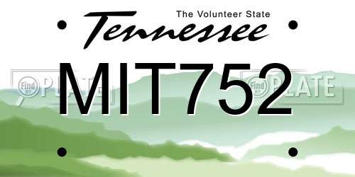 MIT752 Tennessee License Plate