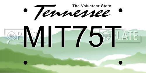 MIT75T Tennessee License Plate