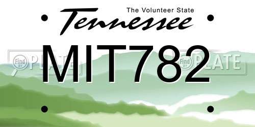 MIT782 Tennessee License Plate