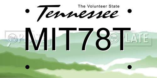 MIT78T Tennessee License Plate