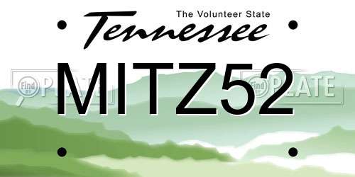 MITZ52 Tennessee License Plate