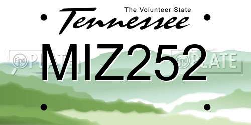 MIZ252 Tennessee License Plate