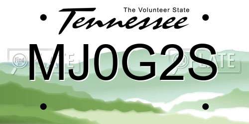 MJ0G2S Tennessee License Plate