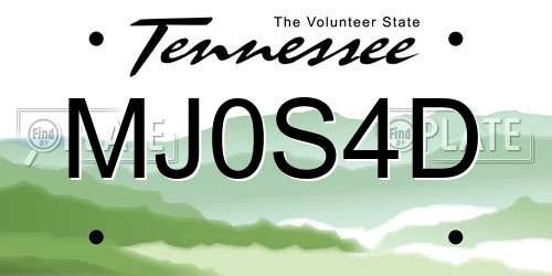 MJ0S4D Tennessee License Plate