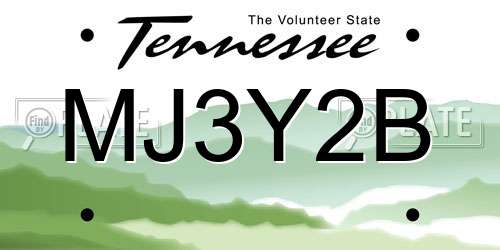 MJ3Y2B Tennessee License Plate