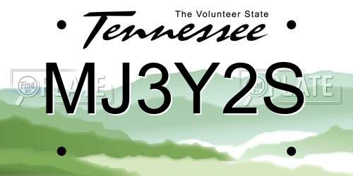 MJ3Y2S Tennessee License Plate
