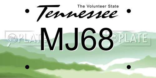 MJ68 Tennessee License Plate