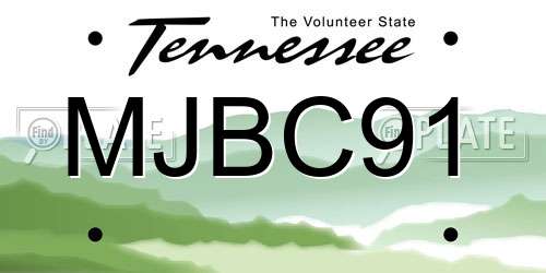 MJBC91 Tennessee License Plate