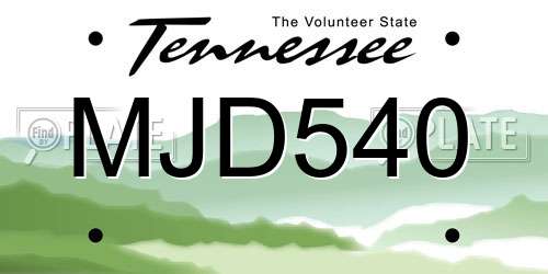 MJD540 Tennessee License Plate