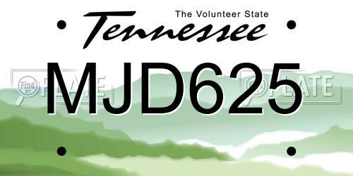 MJD625 Tennessee License Plate