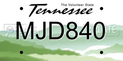 MJD840 Tennessee License Plate