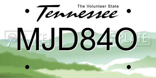 MJD84O Tennessee License Plate