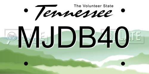MJDB40 Tennessee License Plate