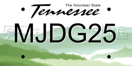 MJDG25 Tennessee License Plate