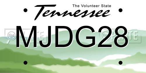 MJDG28 Tennessee License Plate