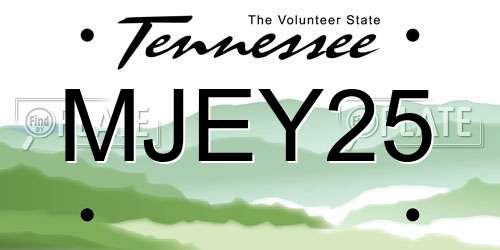MJEY25 Tennessee License Plate