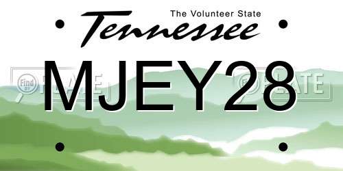 MJEY28 Tennessee License Plate