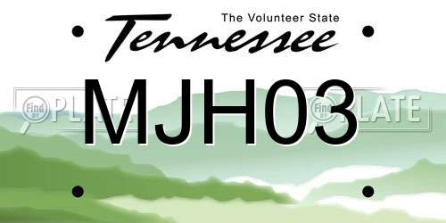 MJH03 Tennessee License Plate