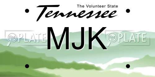 MJK Tennessee License Plate