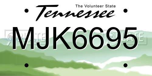 MJK6695 Tennessee License Plate