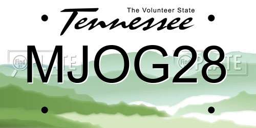MJOG28 Tennessee License Plate
