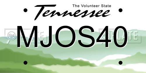 MJOS40 Tennessee License Plate