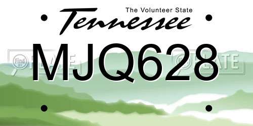 MJQ628 Tennessee License Plate