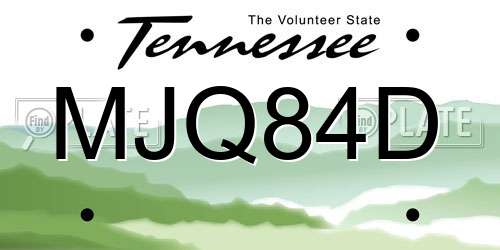 MJQ84D Tennessee License Plate