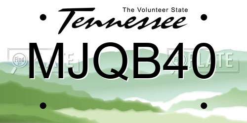 MJQB40 Tennessee License Plate