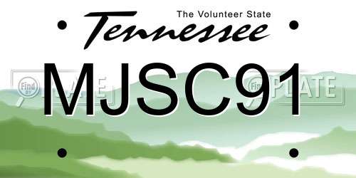 MJSC91 Tennessee License Plate