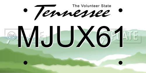 MJUX61 Tennessee License Plate