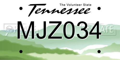 MJZ034 Tennessee License Plate