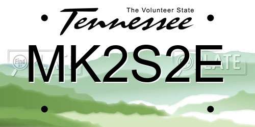 MK2S2E Tennessee License Plate