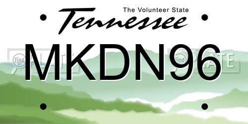 MKDN96 Tennessee License Plate