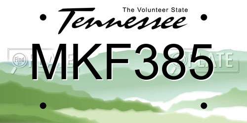 MKF385 Tennessee License Plate
