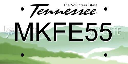 MKFE55 Tennessee License Plate