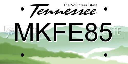 MKFE85 Tennessee License Plate