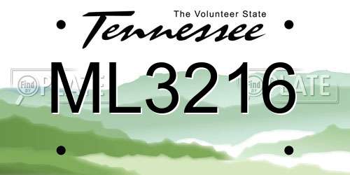 ML3216 Tennessee License Plate