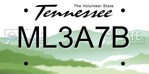 ML3A7B Tennessee License Plate