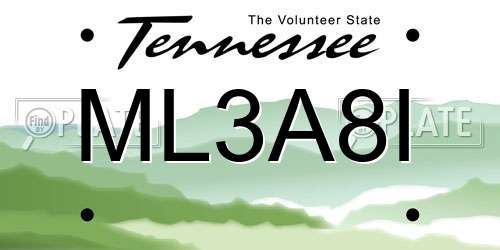 ML3A8I Tennessee License Plate