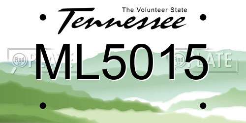ML5015 Tennessee License Plate