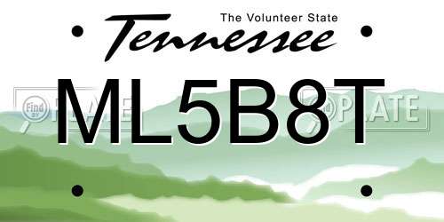 ML5B8T Tennessee License Plate