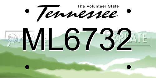 ML6732 Tennessee License Plate