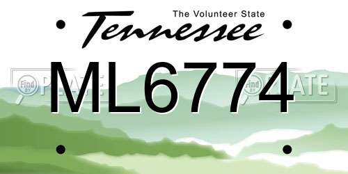 ML6774 Tennessee License Plate