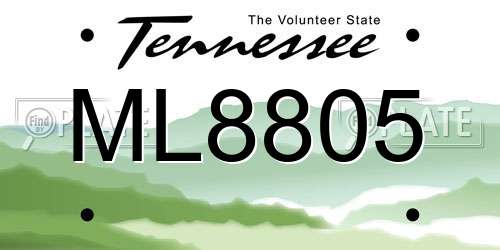 ML8805 Tennessee License Plate