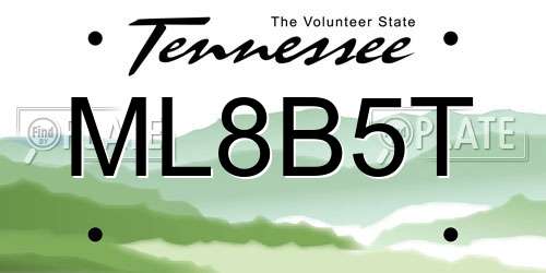 ML8B5T Tennessee License Plate