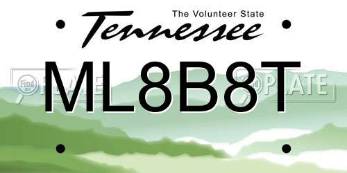 ML8B8T Tennessee License Plate