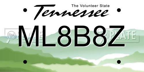 ML8B8Z Tennessee License Plate