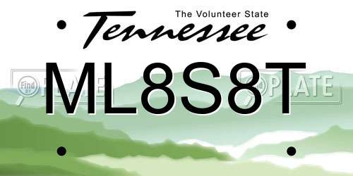 ML8S8T Tennessee License Plate